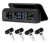 نظام مراقبة ضغط إطارات السيارة الذكية TPMS ساعة رقمية تعمل بالطاقة الشمسية شاشة LCD ضغط إطارات السيارة درجة الحرارة نظام إنذار السلامة